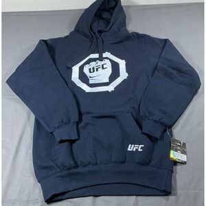 UFC Mens Navy Blue Octagon Fist Graphic Hoodie Sweatshirt Small New with Tags